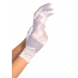 Leg Avenue Wrist Length Satin Gloves 2B White