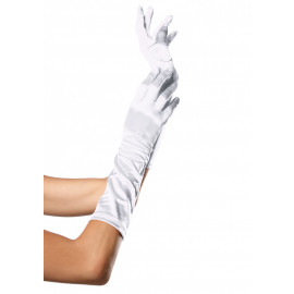 Leg Avenue Elbow Length Satin Gloves 8B White