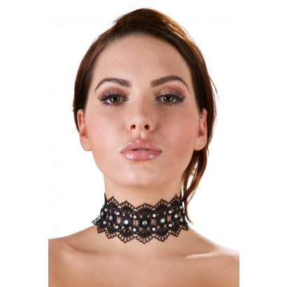 Cottelli Choker with Pearls and Rhinestones 2450186 Black